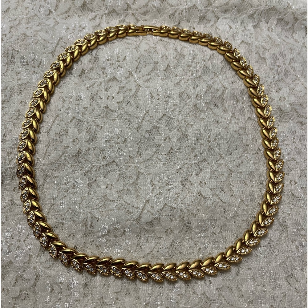 Napier/vintage gold and crystal necklace, 16β